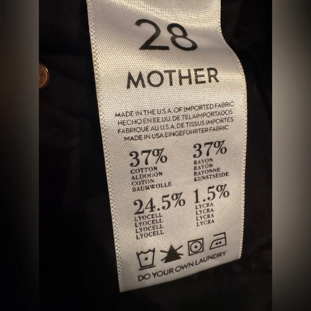 MOTHER The Looker Step Fray Black Skinny Jeans Size 28 High Rise Raw Hem